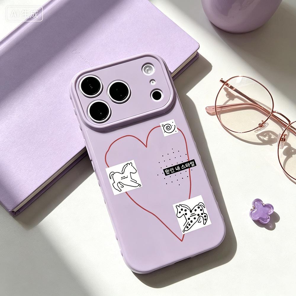Hand-painted Love Applies To Apple 15 Mobile Phone Case 17PM Protective Case 17/16PRO New Niche iPhone Anti-drop