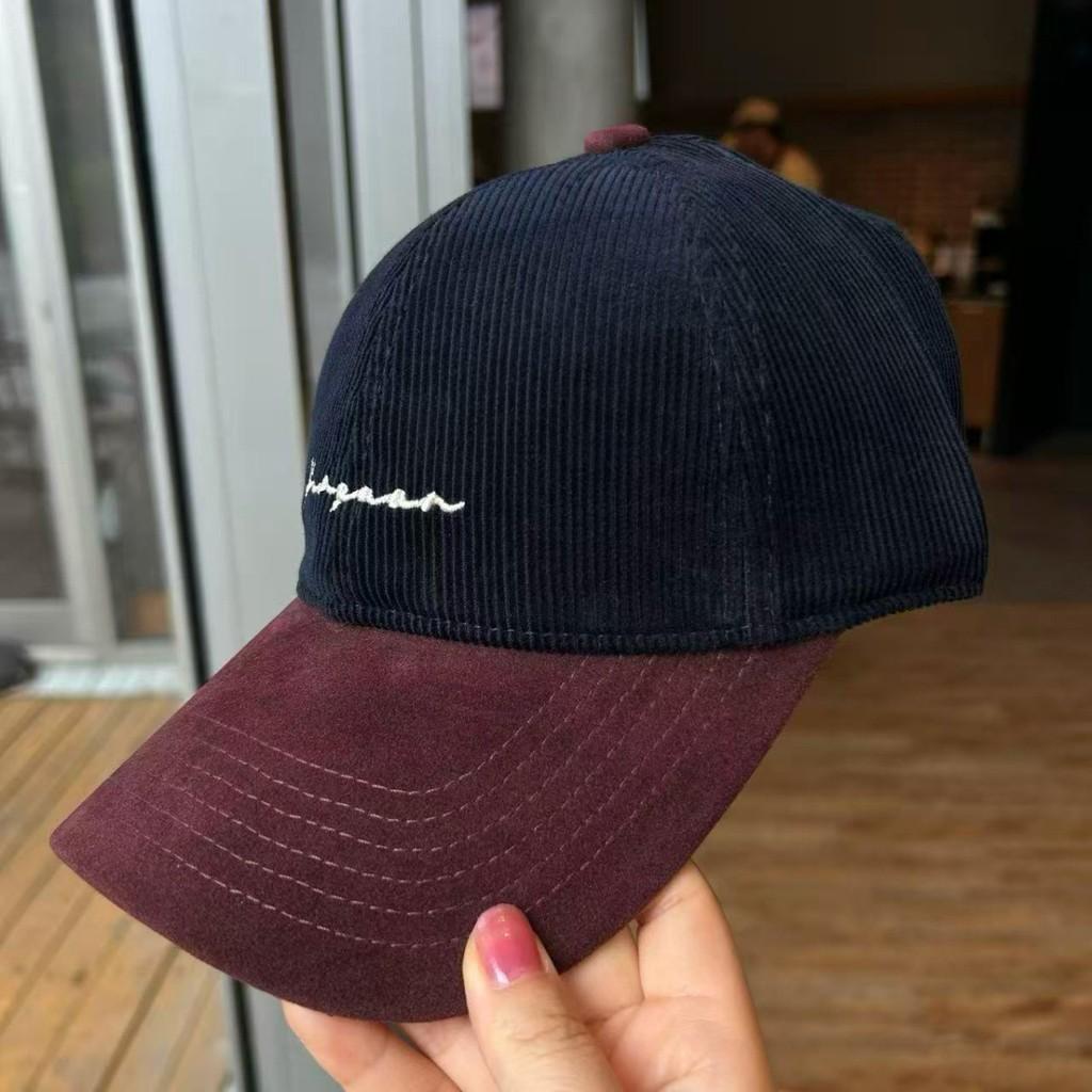 

Corduroy Baseball Cap For Women With Embroidered Letters And Wide Brim For Casual Fall Wear Темно-синій