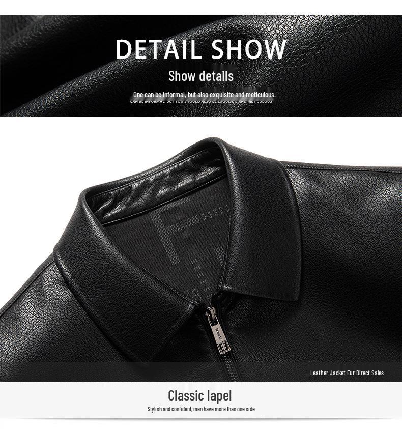 Yinuoboni High-end Men's Eco-Leather Lapel Jacket, Various Thickness Options - Style 2335