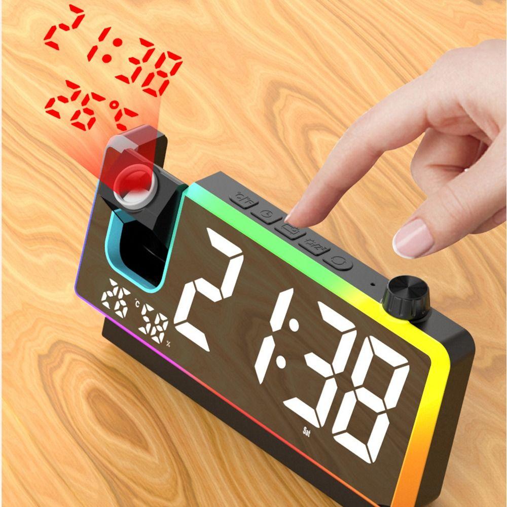 Large Screen Digital Alarm Clock Colorful LED Projection Desk Clock  Bedside Table