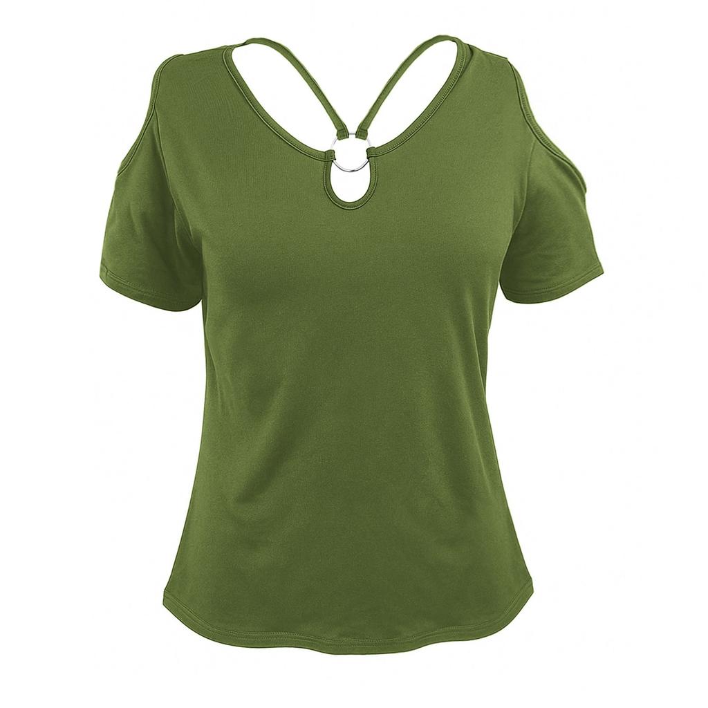 Womens Tops Dressy Casual V Neck Color Short Sleeve Blouse Casual Tops Summer Shirt