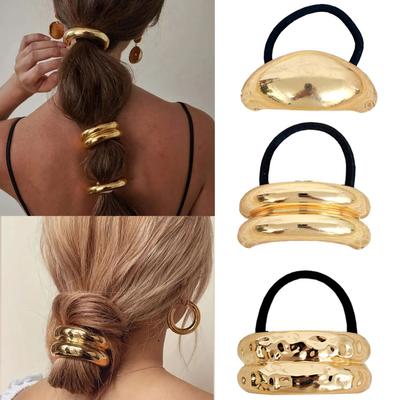 Metall Oregelbundna Dubbla Lager Hårband Rep för Kvinnor Hårband Scrunchies Elastiska Hårband Mode Smycken Håraccessoarer
