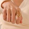 Stainless Steel Double Heart-shaped Open Rings For Men Women Simple Metal Hollow Irregular Line Ring Waterproof Zircon Gifts