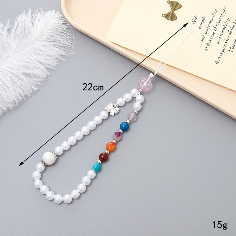 Stylish Pearl Bow Mobile Phone Lanyard with CCD Camera Pendant