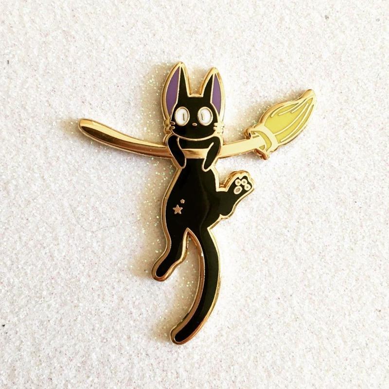 Cartoon Cute Black Cat Enamel Metal Brooch Lapel Pin  Bag Badge Accessoriess Gift For Kids Friends