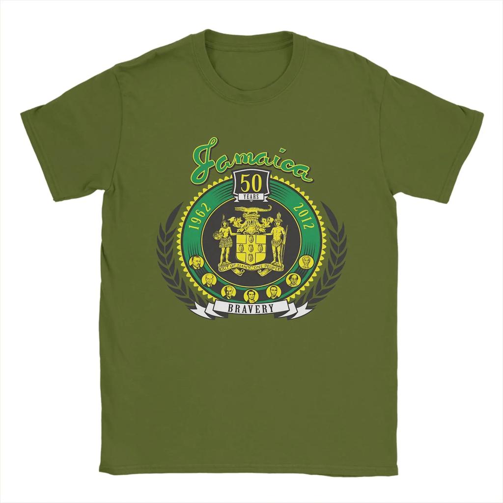 Jamaica 50 Years Independence Tshirt Summer Hipster Tshirts Cotton O Neck Plus Size Top Tees Shortsleeved Y2k Fun Tops
