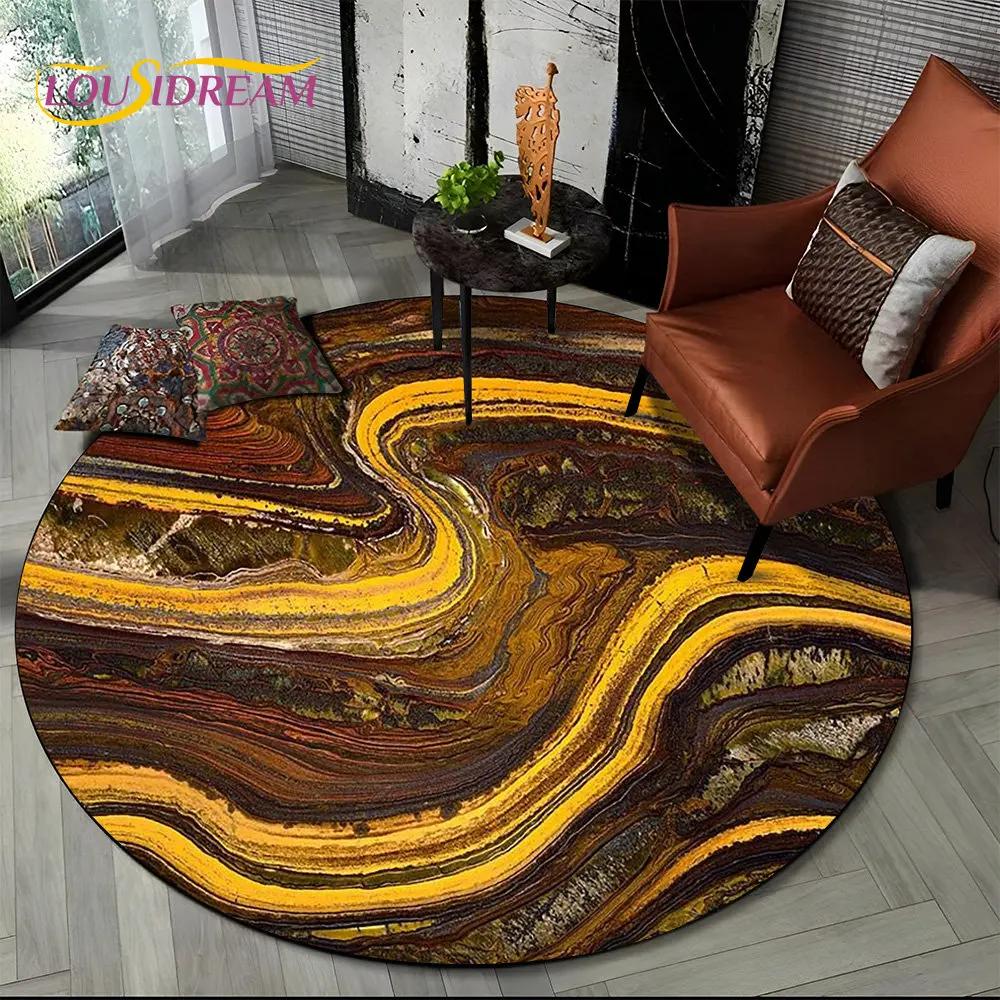 HD Colour Gold Nordic Marble Splendid Round Area Rug,Carpet for Living Room Bedroom Sofa Playroom Decor,kids Non Slip Floor Mat