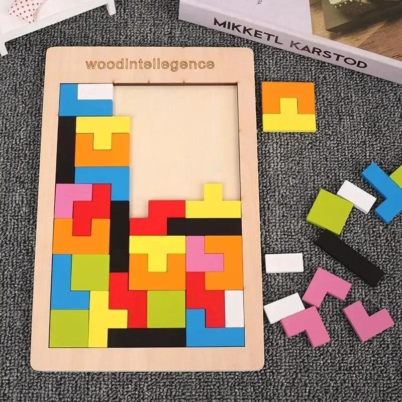 

Montessori Creative Desktop Puzzle Tangram Math Toys Building Blocks Board Color Shape Game For Kids Educational Gifts 3D Kid Friendly Entertaining