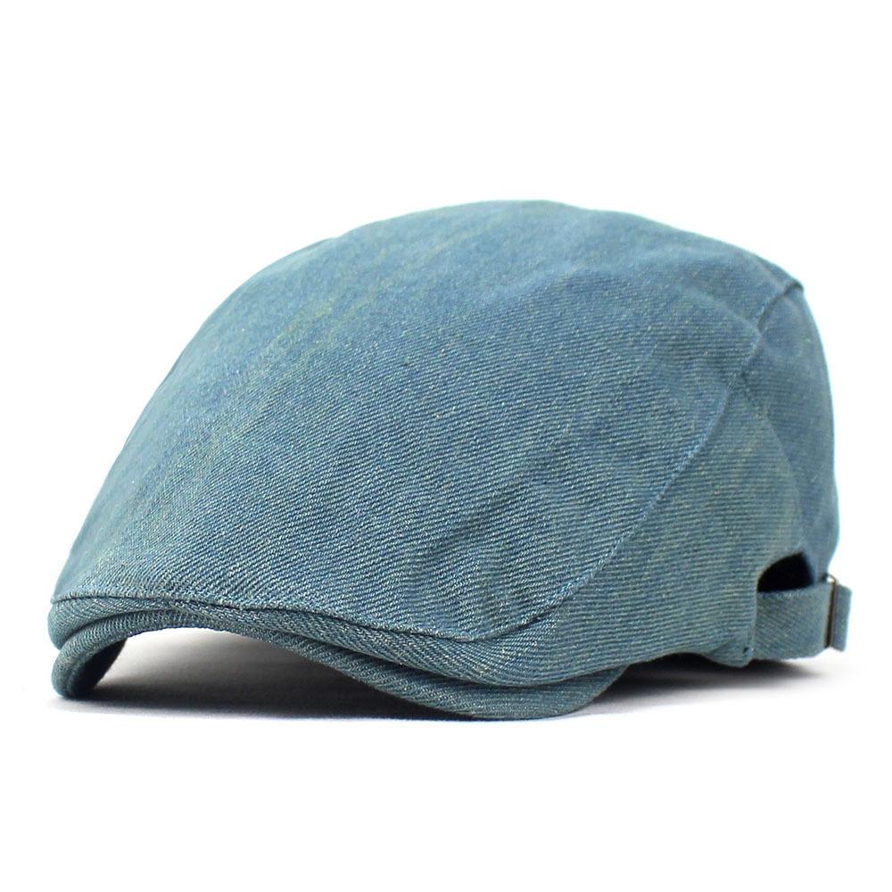 Washed denim hat men's and women's fashion denim beret cap forward hat