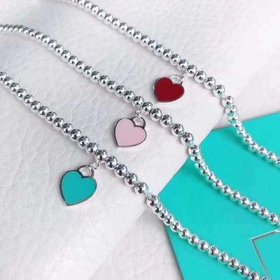 Classic 925 Silver Style Ladies Jewelry, Stylish 4mm Round Beads Love Pendant Bracelet, Exquisite Jewelry Gift for Lover