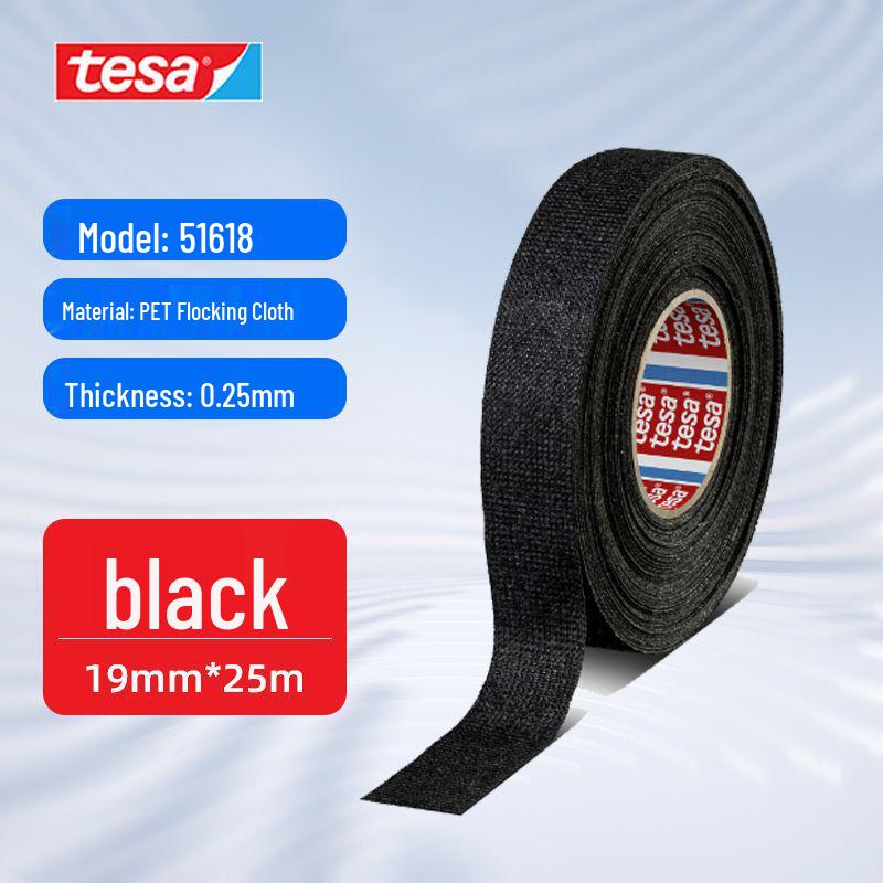 Tesa 51618 Automotive Wire Harness Tape: Noise Reduction, High Temp Resistance, Flame Retardant, Wear Resistant Insulation Flannel Tape.