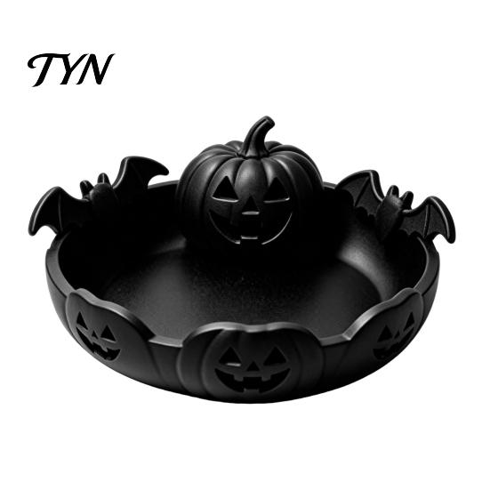 Matte Texture Ornament 3D Printed Pumpkin Jewelry Holder, Spooky Halloween Trinket Tray for Keys, Creative Seasonal Decoration Rings, Earrings,