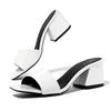 2024 New European and American Fashion Large Sandals Summer Set with Thick Heels Comfortable Slippers for Women