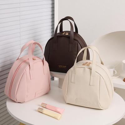 Borsa Porta Cosmetici da Viaggio Portatile Multicomparto Borsa Trucco Impermeabile in Ecopelle