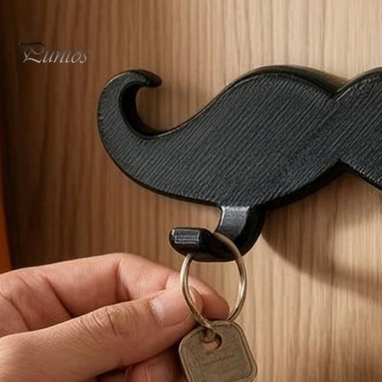 Space Saving Wall Storage Hook 3D Printed Beard Shaped Hook, Self?Adhesive Creative Bathroom Heavy Duty Hanger for Keys Key Towel, Fun Organizer