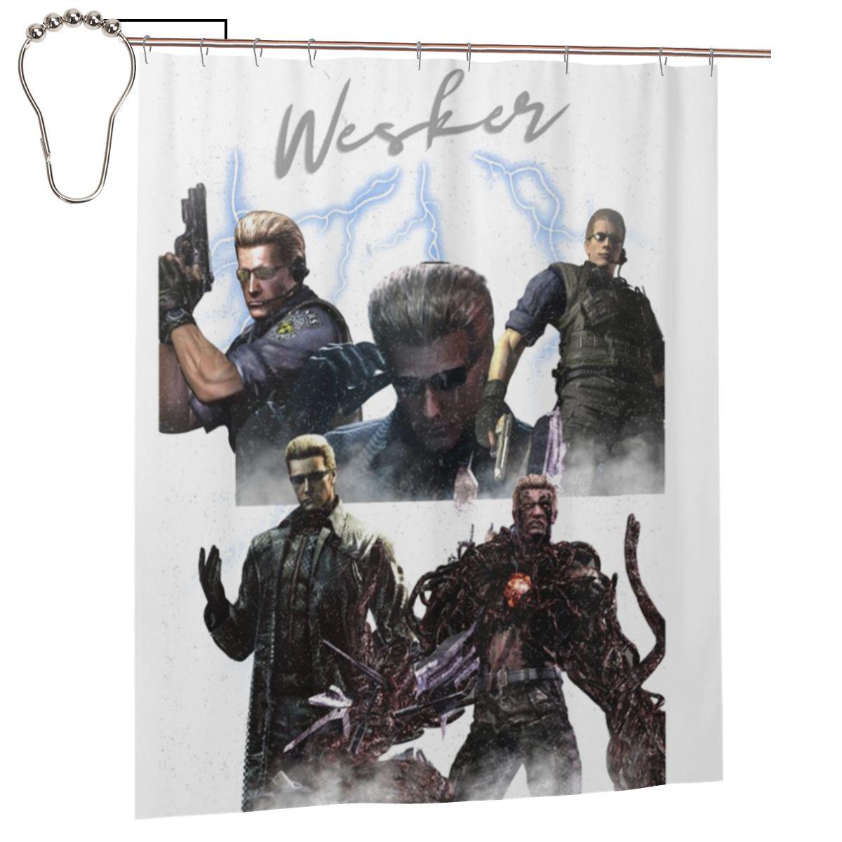 

On Wednesdays We Wear Wesker Albert Shower Curtain Bathroom Polyester Waterproof Bath Curtains With Hooks W60H190(CM)-1 Pcs