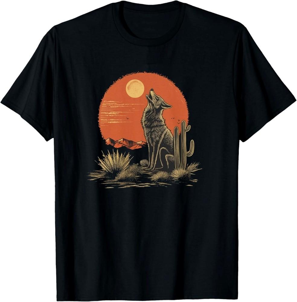 Coyote Deser Howling Wolf Moon Sunset Nature Tee S-5XL Unisex T-Shirt XL