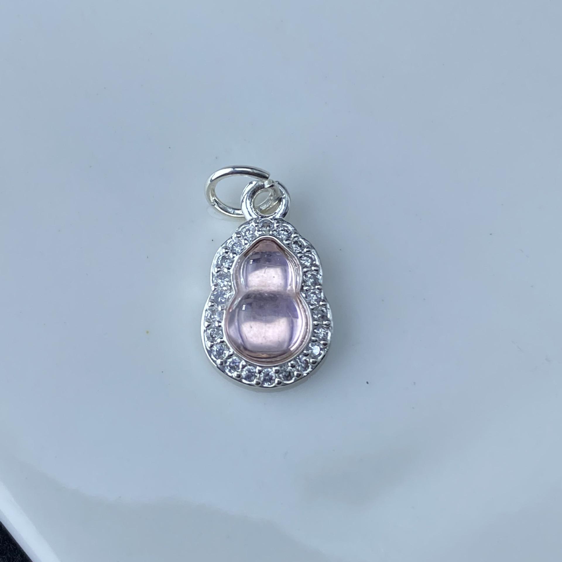 Rhinestone Wealth-Attracting Pink Gourd Pendant Charm - Handmade Crystal Antique Beaded Accessories