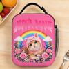Alpha Male Funny Cat Kitten Rainbow Floral Lunch Bag Office Lunch Box For Girls Cute Tote Food Bags Insulated Cooler Bag