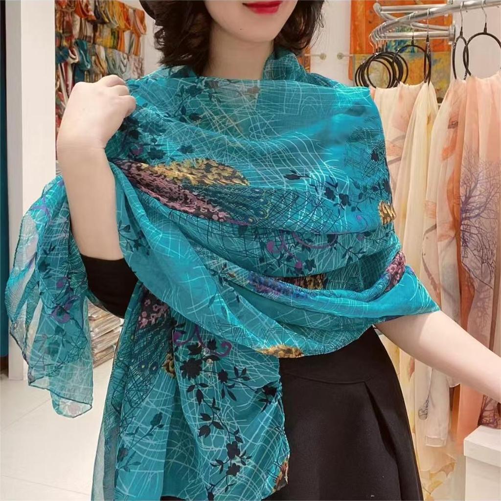 New Spring and Summer Soft Yarn Scarf Large-size Printed Beach Towel High-end Sun Protection Scarf Shawl