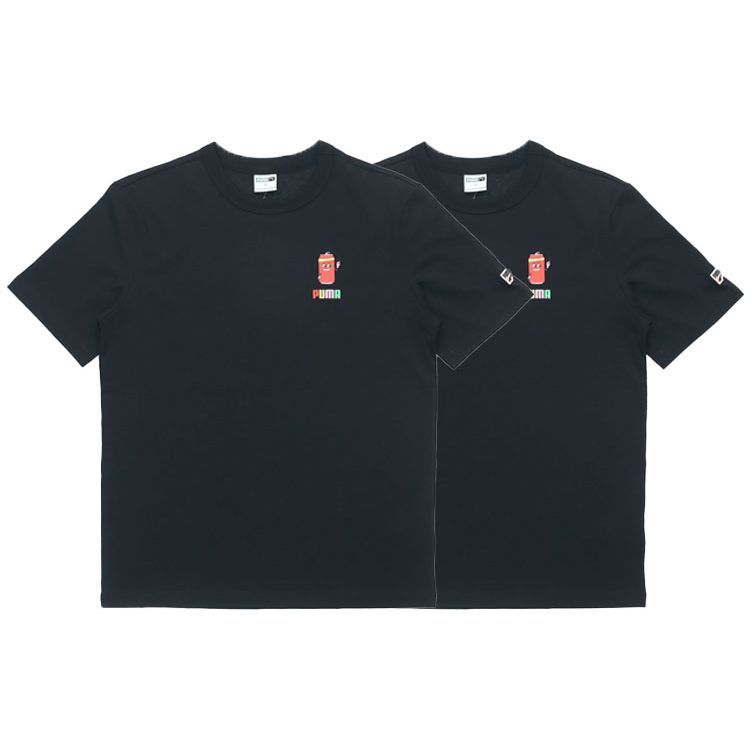 Puma Sporty Logo Print Crew Neck T-Shirt Men Tops Black 531335-51