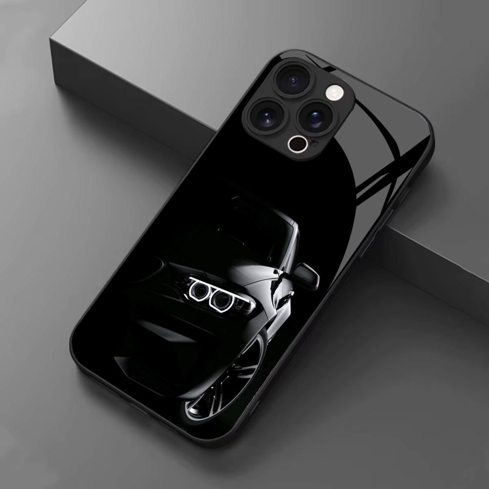 Edgy Sports Car Headlight Glass phone case mobile phones for iphone 17 pro max cover for iPhone 17 16 15 14 13 12 11pm Pro Plus
