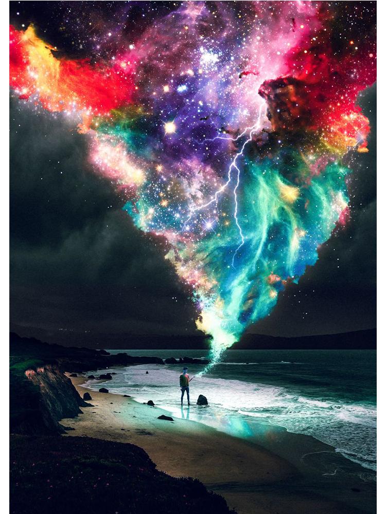 

Абстрактні барвисті космічна планета галактика зоряне небо плакати та принти старовинні картини на полотні настінна картина кімната прикраса дому 30x40cm No Frame