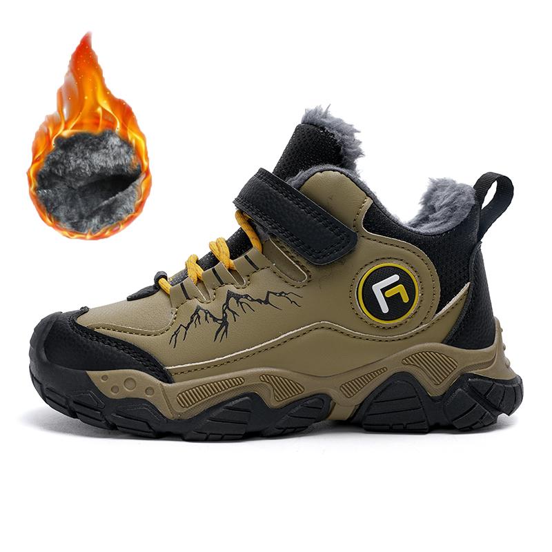 

Детские теплые высокие хлопковые ботинки для активного отдыха на открытом воздухе, зимние ботинки, походная обувь, модные спортивные хлопковые ботинки 30-40 40 чёрный/коричневый