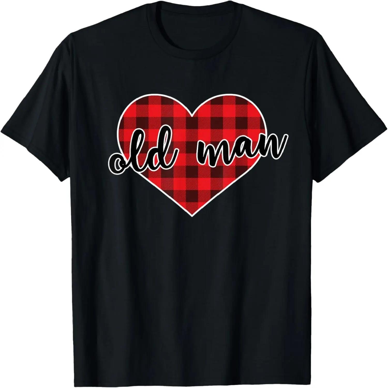 Old Man Buffalo Plaid Heart Cozy Christmas Winter Pattern T-Shirt S