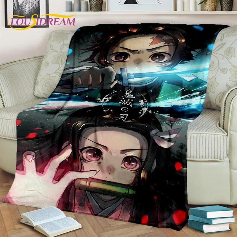 Kamado Nezuko Demon S-Slayer Japan Anime Mykt flanellteppe for senger Soverom Sofa Piknik, Kasteteppe for barn Utendørs Fritid