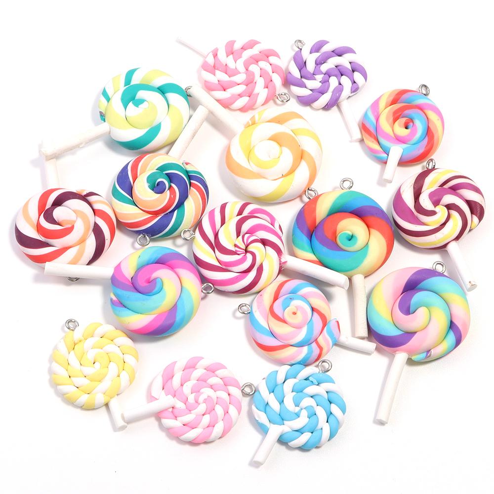 

10pcs/lot Cute Lollipop Charms Pendants For Handmade Decoration Bracelets Necklace Earring Key Chain Jewelry Making Lucky Charm
