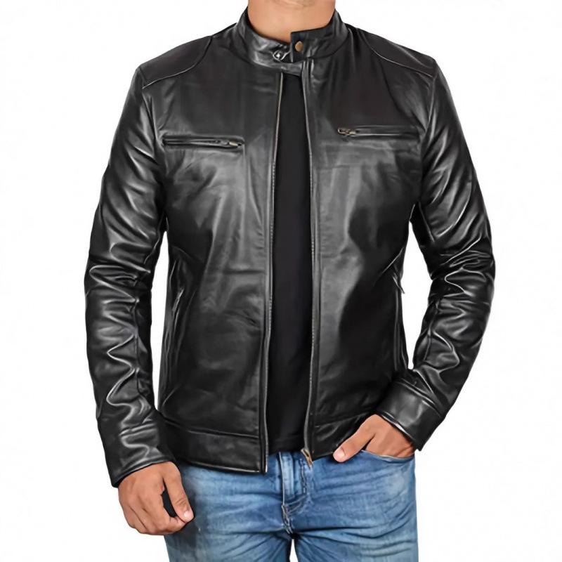 Men's Vintage Fashion Jacket Stand-Up Collar Motorcycle Jacket Slim Fit Multi-Pocket Jacket Autumn Winter