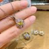 Cross Border Electroplating Separation Of Pink Rings Flower Necklaces Earrings Bridal Jewelry Set Combination