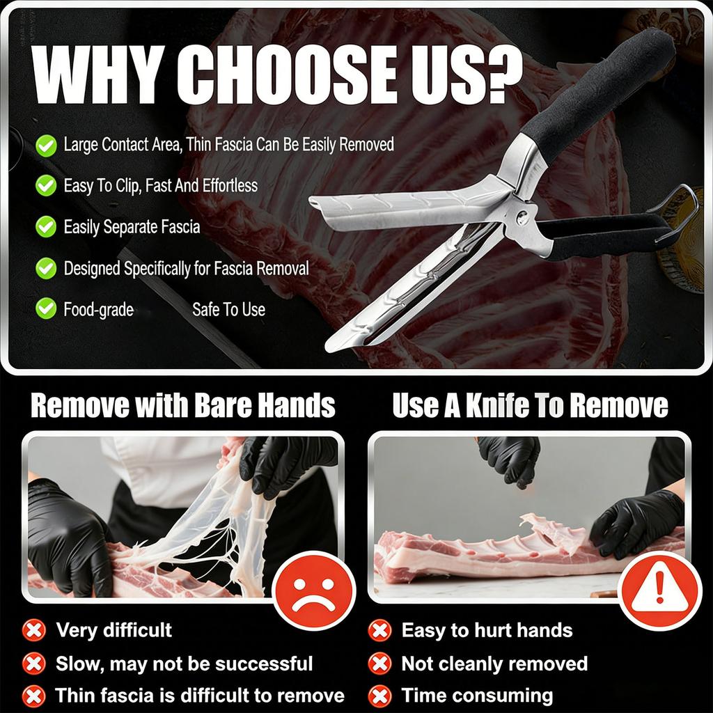 Ergonomic Stainless Steel Ribbon Cutter Rib Membrane Remover Ergonomic Handle Kitchen Tool For Meat Preparation
