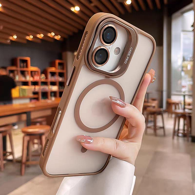 Luxury For Magsafe Magnetic Metal Lens Holder Case For iPhone 17 Air 16 15 14 13 12 11 Pro Max Plus Bumper Translucent Cover