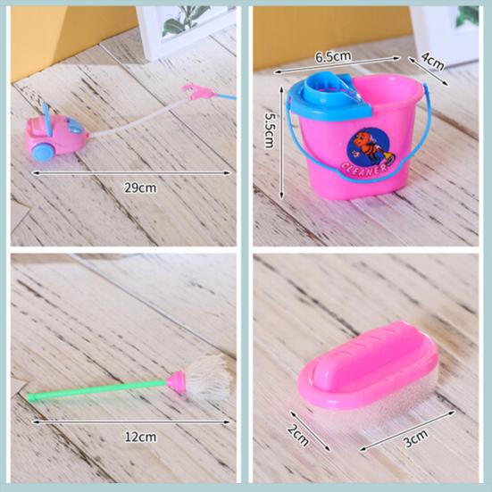 9Pcs/Set Pretend Play Broom Vacuum Cleaner Cleaning Kit Toy Dollh-ouse Accessory