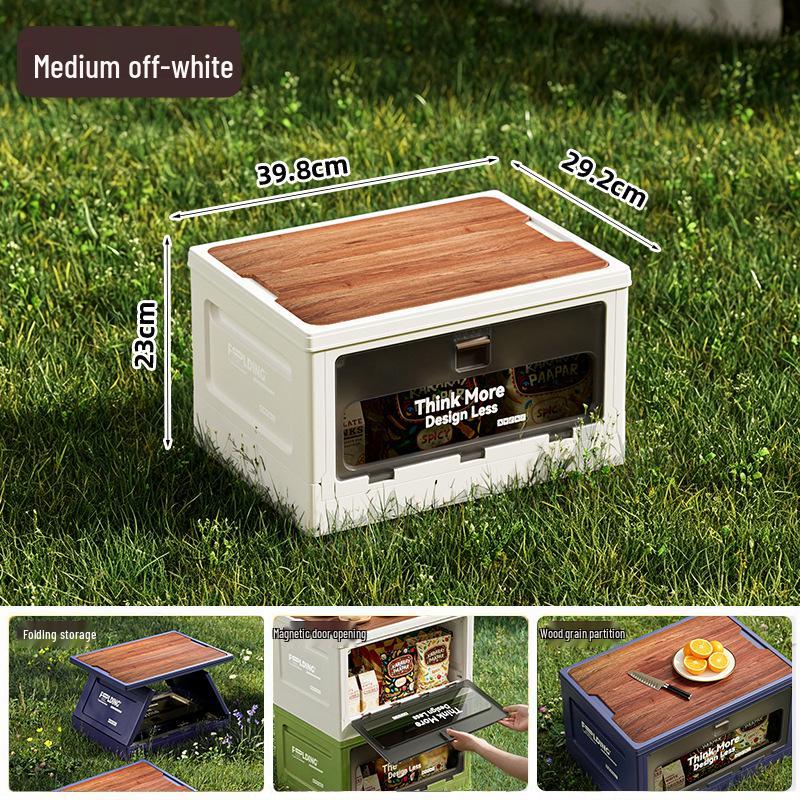 Extra Large Outdoor Storage Box: Side-Opening, Wood Lid, Foldable Camping & Car Trunk Organizer