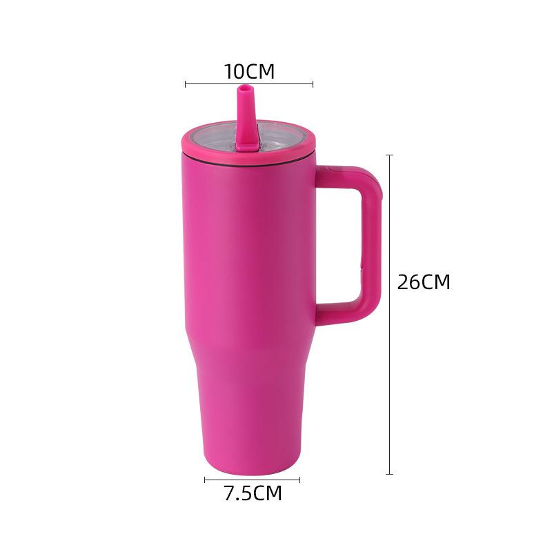 Custom Logo 40oz Stainless Steel Vacuum Insulated Travel Car Beer Coffee Mug Cup Double Walled Tumbler With Flip Straw Handle