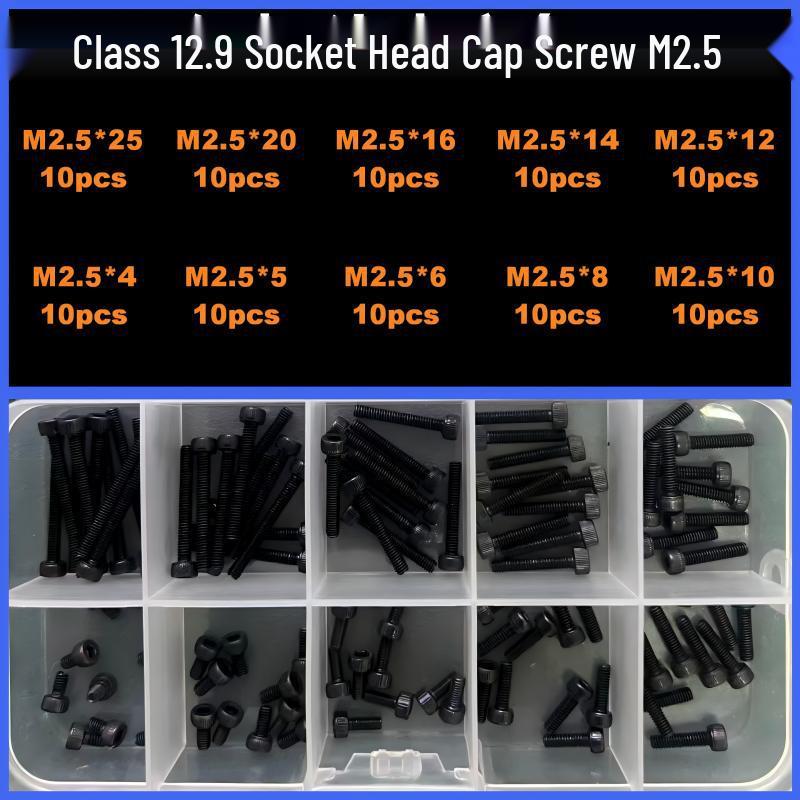 360-Piece High Strength Grade 12.9 Internal Hex Socket Screw and Hex Nut Set (M3, M4, M5, M6)