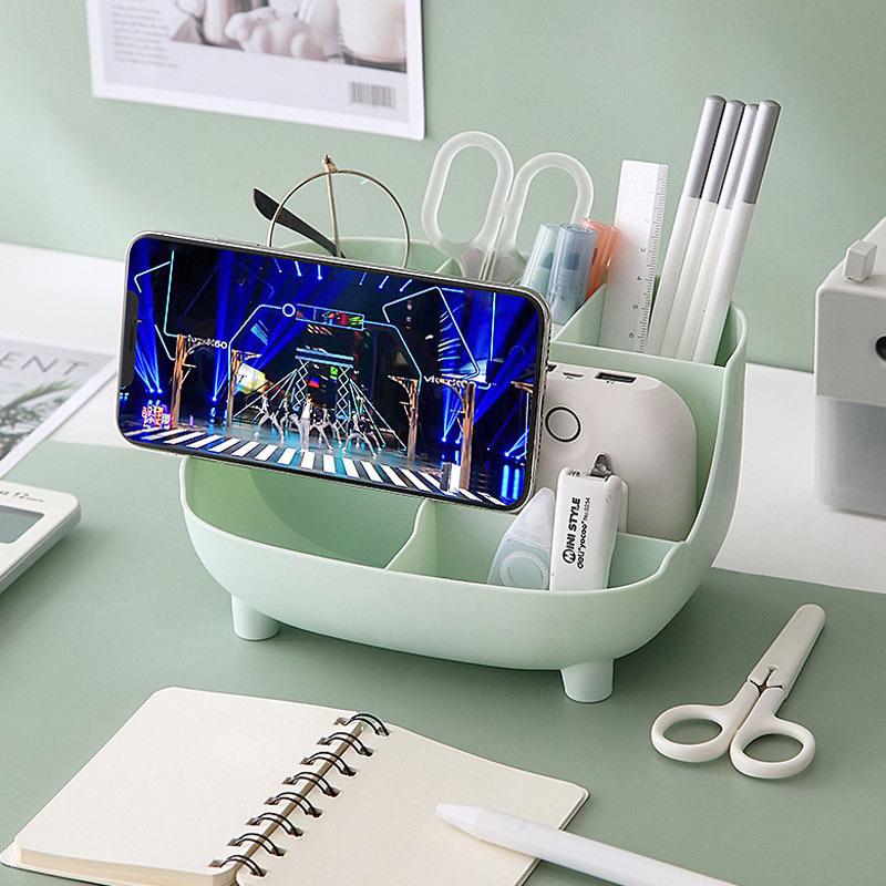 Kawaii Desktop Pen Holder Large-capacity Cute Stationery Storage Box Creative Cartoon Pencil Holder Desk Organizer for Girls