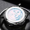 OLEVS Men's Mechanical Automatic Moon Phase Skeleton Watch Waterproof Blue and Gold