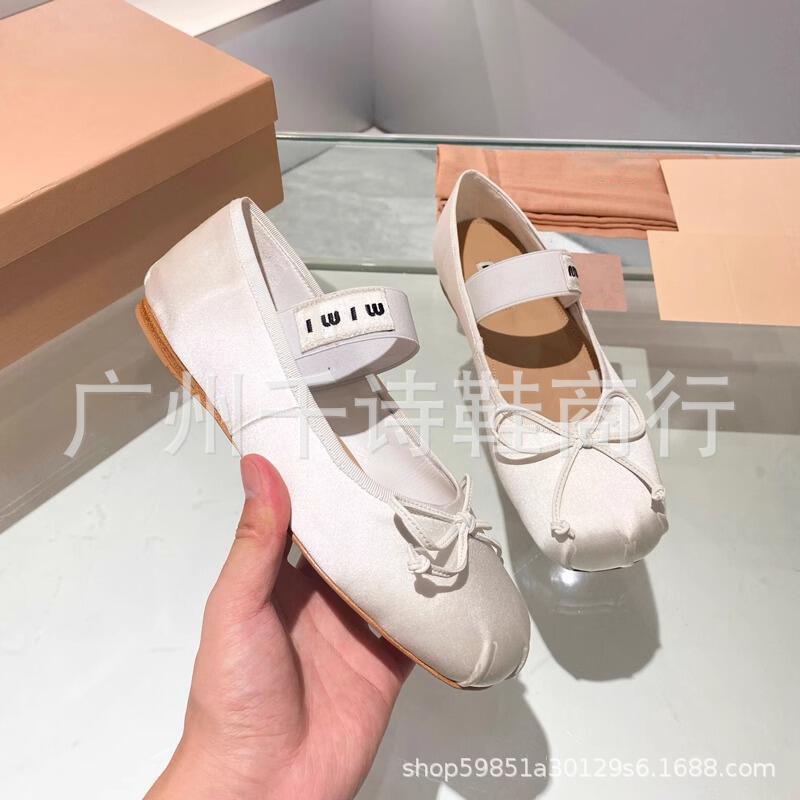 High Version Miu Bow Ballet Flats Women Versatile Mary Jane Shallow Mouth Flat Shoes Women
