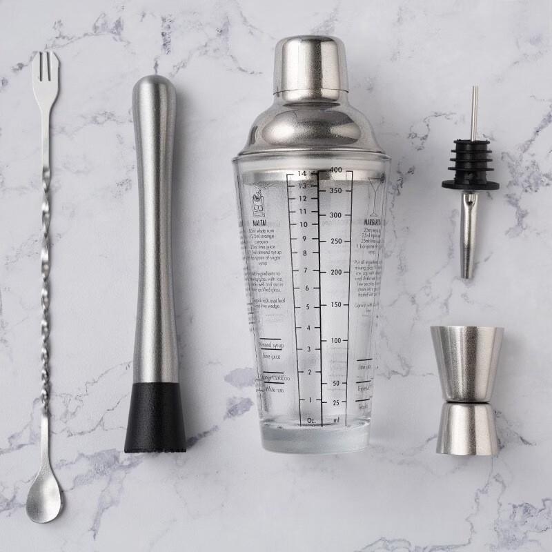 Shangqi Stainless Steel Glass Cocktail Shaker Set