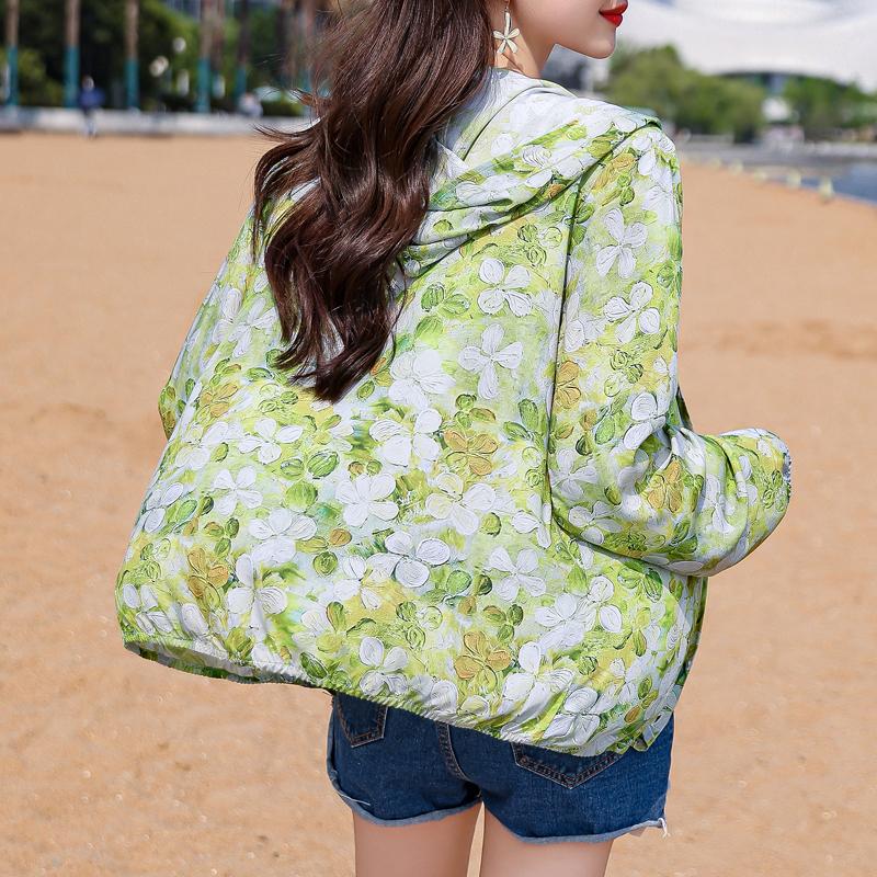 Dámské letní svrchní ochrana proti slunci oblečení s kapucí nadměrná velikost ležérní tenký dlouhý rukáv dámská letní bunda větrovka