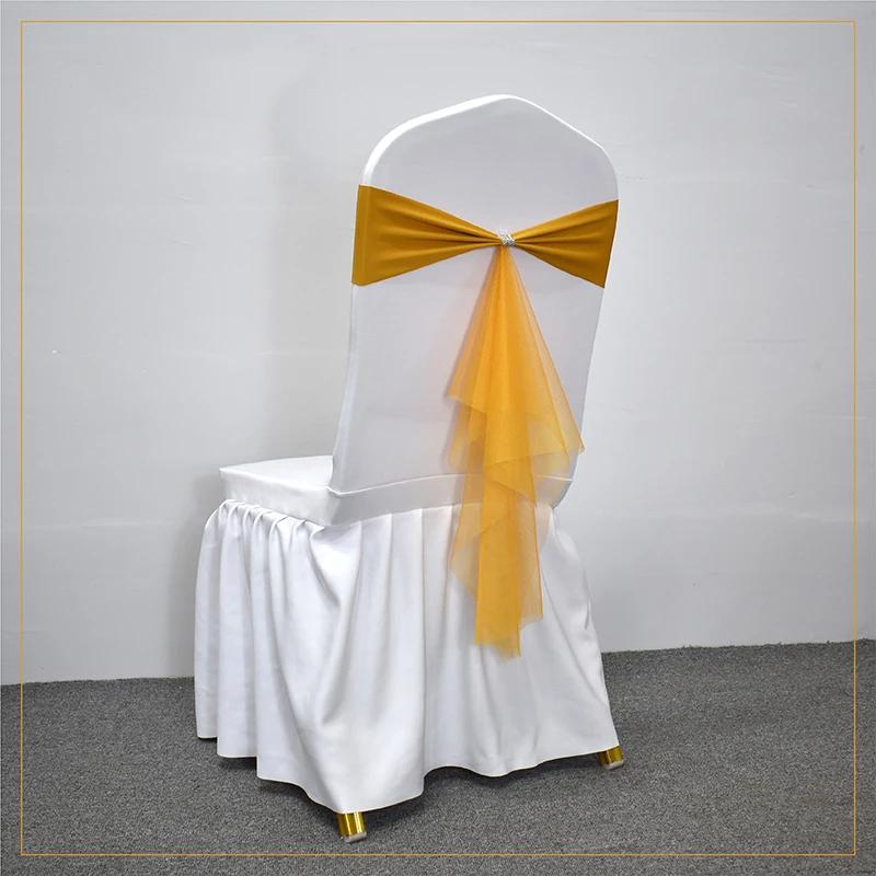 10/50 pièces Stretch Spandex Nœuds de Chaise avec Ruban Organza à Nouer Pour Banquet Fête Mariage Élastiques Écharpes de Chaise