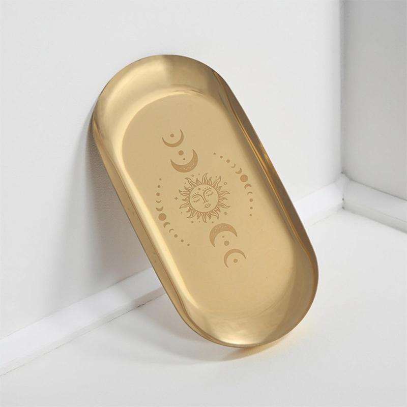 Ovales Tablett Schmucktablett Pentagramm-Tablett Dekotablett Serviettenablage Platte Kerzenhalter Tablett für Zuhause