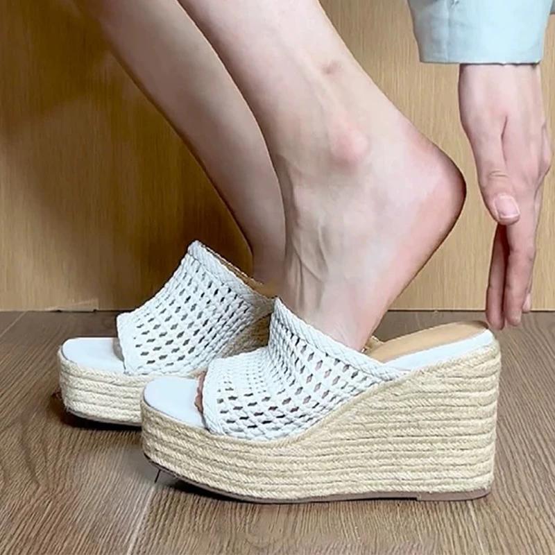 Fashion Wedges Women's Slippers High Heels Designer Shoes Fashion Woman Sandals 2025 New Summer Casual Flip Flops Cozy Zapatos De Mujer