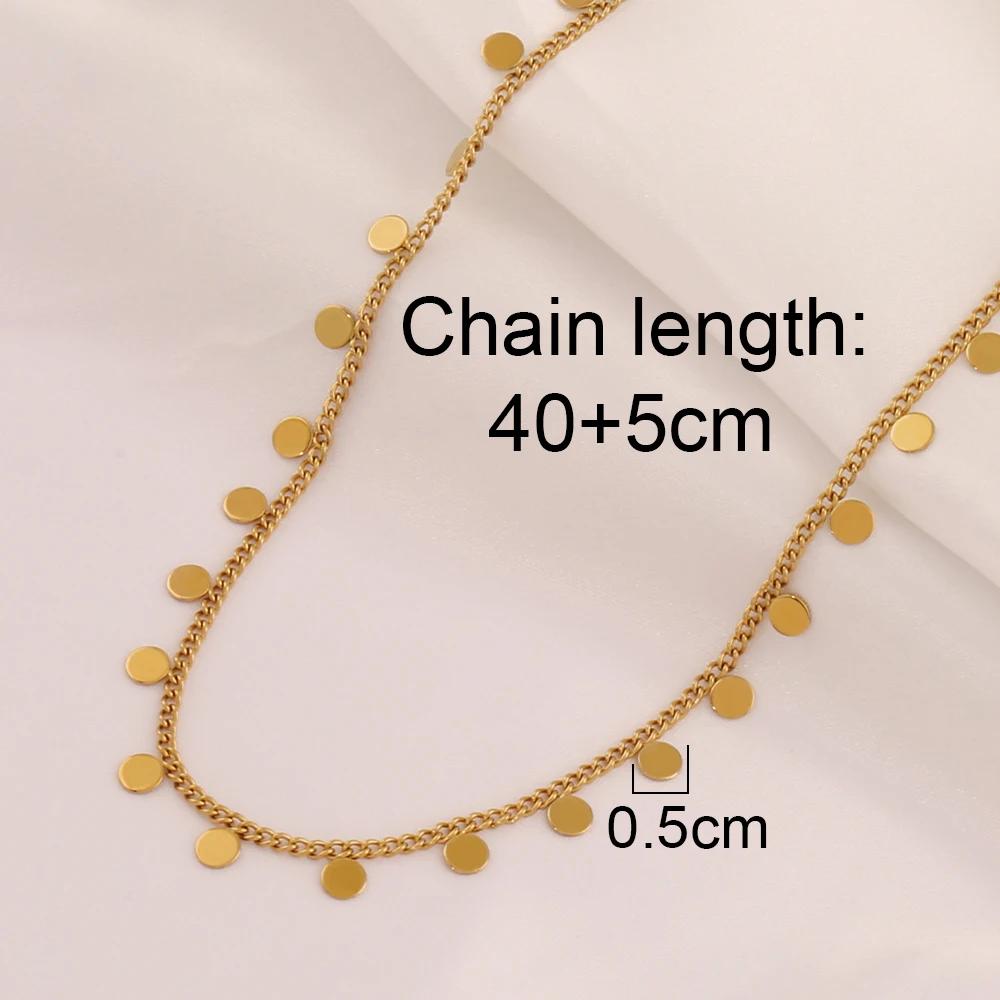 316L Stainless Steel Double Layered Round Coin Pendant Necklace For Women Fashion Simple Lip Chain Necklaces Female Jewelry Gift