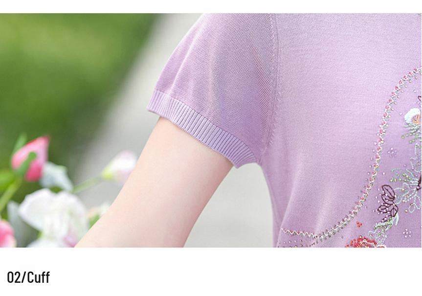 Spring & Autumn Light Jacket and Short Sleeve Summer T-shirt Set for Middle-aged and Elderly Women