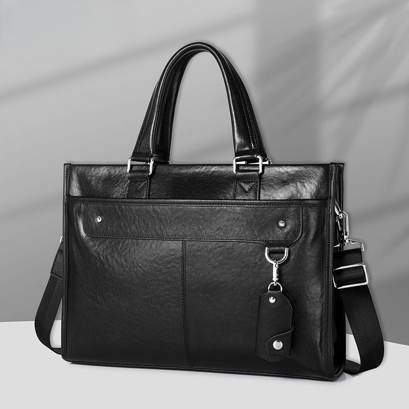 Genuine Leather Briefcase Men's Bag High-end Head Computer Bag Waterproof Handbag